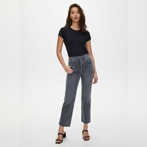 AGOLDE JEANS RIPLEY Crop Black Washed Color Straight Leg Size 26 100% Cotton